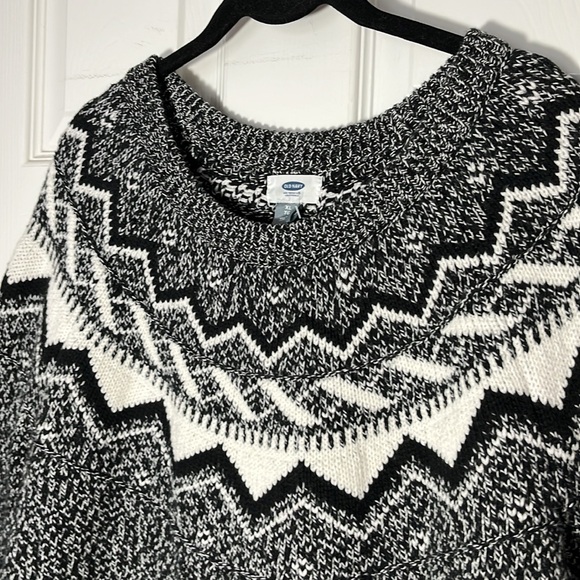 Old navy NWT classic fair isle sweater black white pullover crew neck cotton XL - Picture 2 of 13